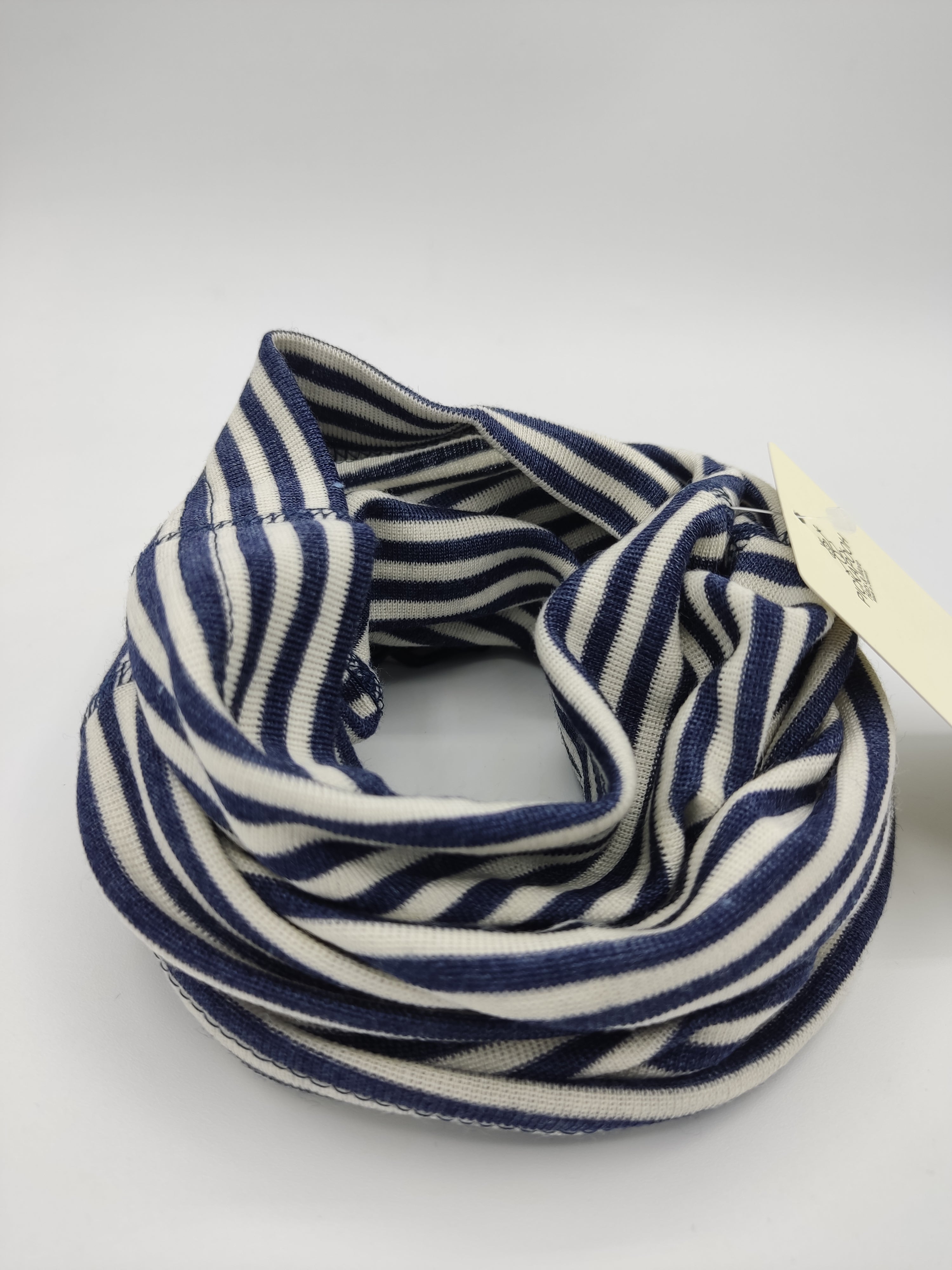 Scaldacollo in lana e seta per bambino e adulto // riga Blu Navy